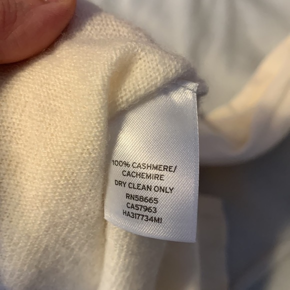 Halogen off white cream cashmere turtleneck sweater side slits soft size XS - Picture 8 of 8